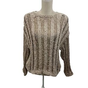 Zara Women's Beige Open-Knit Sweater Size Medium